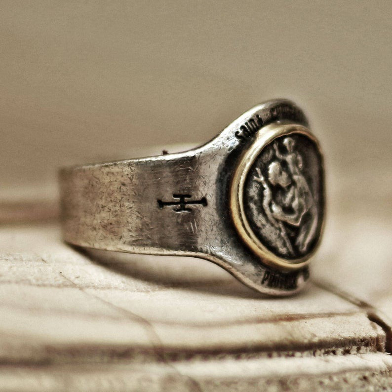European And American Popular Religion Old Embossed Vintage Ring