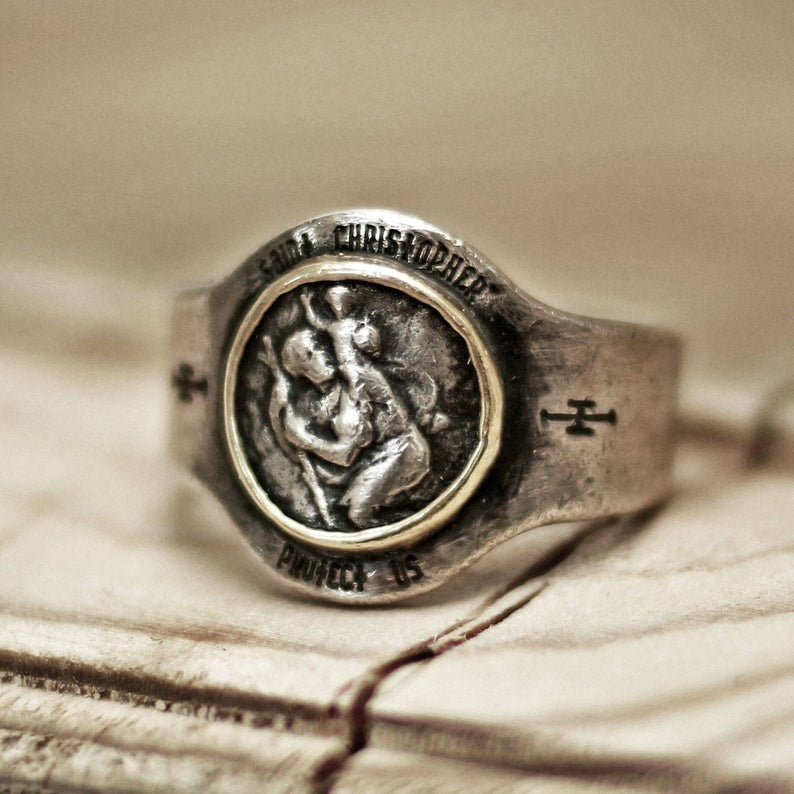 European And American Popular Religion Old Embossed Vintage Ring